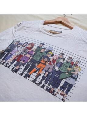 Naruto Shippuden Anime Graphic T-Shirt Ripple Junction White Size L Otaku Japan